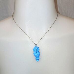 Blue Owl Necklace with Silver chain